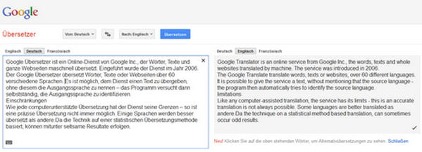 Beispiel Google Übersetzer