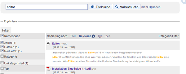 Die Volltextsuche mit MediaWiki